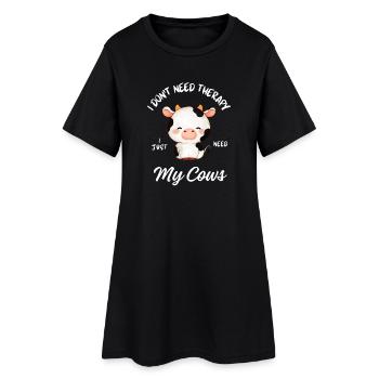 Thérapie des vaches mignonnes - Robe T-shirt Femme - noir - Devant