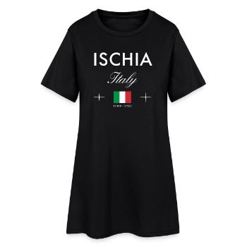 Ischia Italie Coordonnées Souvenir de voyage - Robe T-shirt Femme - noir - Devant