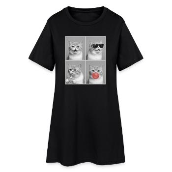 Chats Chat Exotique à Poil Court - Robe T-shirt Femme - noir - Devant
