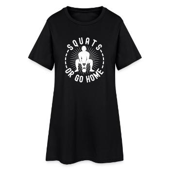 Gym Junkies Squats ou Calisthénie Retour à la Maison Fitness - Robe T-shirt Femme - noir - Devant