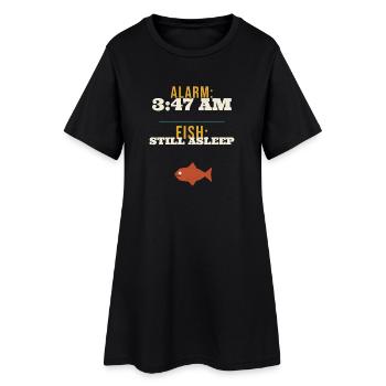 Alarme de pêche 3h47 Le poisson dort toujours Drôle Earl - Robe T-shirt Femme - noir - Devant