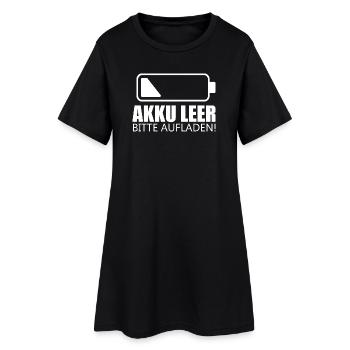 Akku Alle bitte Aufladen ! - Frauen T-Shirt-Kleid - Schwarz - Vorne