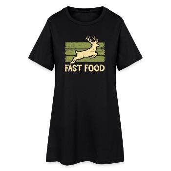 Fast-Food-Reh - Frauen T-Shirt-Kleid - Schwarz - Vorne
