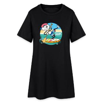 SUP - Supi! Strichel mit Stand Up Paddle. - Frauen T-Shirt-Kleid - Schwarz - Vorne
