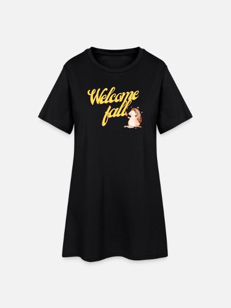 Willkommen im Herbst - Frauen T-Shirt-Kleid - Schwarz
