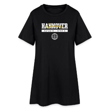 Hannover Niedersachsen Koordinaten Reise Souvenir - Frauen T-Shirt-Kleid - Schwarz - Vorne