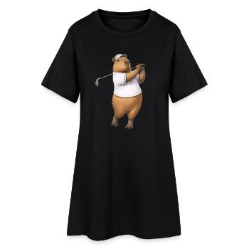 Capybara spielt Golf - Frauen T-Shirt-Kleid - Schwarz - Vorne