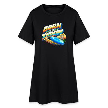Born to Throw Frisbee - Frauen T-Shirt-Kleid - Schwarz - Vorne