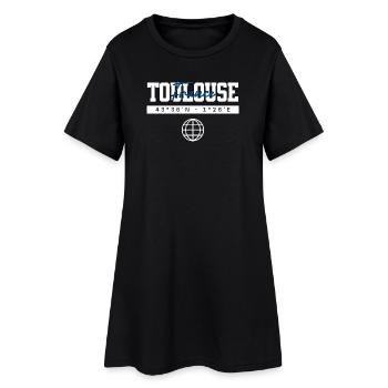 Toulouse Frankreich Koordinaten Reise Souvenir - Frauen T-Shirt-Kleid - Schwarz - Vorne