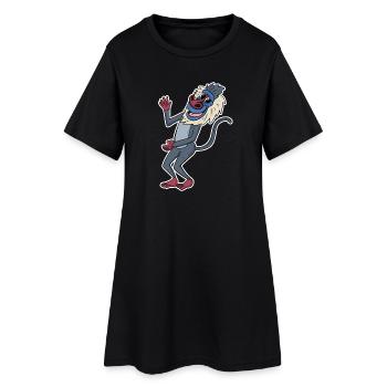 Paviane Affe Tier - Frauen T-Shirt-Kleid - Schwarz - Vorne