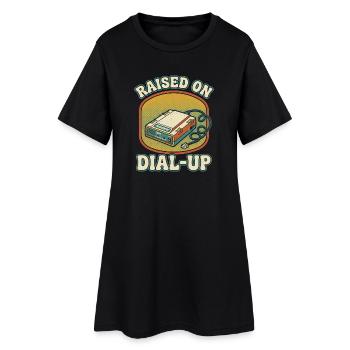 Aufgewachsen mit dem Einwahl-Retro-Modem aus den 90ern - Frauen T-Shirt-Kleid - Schwarz - Vorne