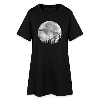 Ganze Nacht: Unheimlicher Wald - Frauen T-Shirt-Kleid - Schwarz - Vorne