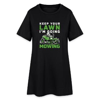 Rasenmähen Mit Zero Turn Aufsitzmäher - Frauen T-Shirt-Kleid - Schwarz - Vorne