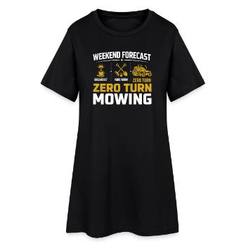 Wochenende Vorhersage Rasenmähen Zero Turn - Frauen T-Shirt-Kleid - Schwarz - Vorne