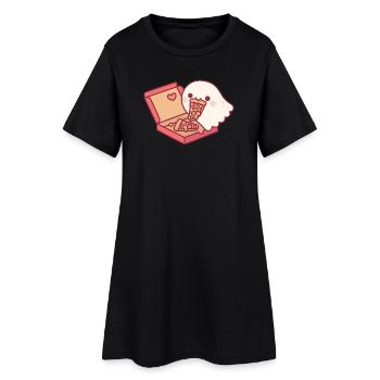 Süßer Geist liebt es, Peperoni-Pizza zu essen - Frauen T-Shirt-Kleid - Schwarz - Vorne