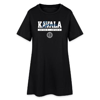 Kavala Griechenland Koordinaten Reise Souvenir - Frauen T-Shirt-Kleid - Schwarz - Vorne