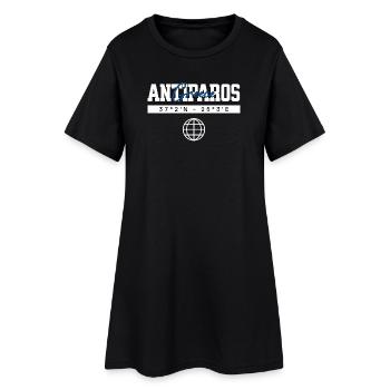 Antiparos Griechenland Koordinaten Reise Souvenir - Frauen T-Shirt-Kleid - Schwarz - Vorne