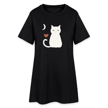 Halloween Katze Damen - Frauen T-Shirt-Kleid - Schwarz - Vorne