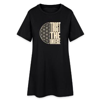 Blume des Lebens Vintage Vertrauen - Frauen T-Shirt-Kleid - Schwarz - Vorne