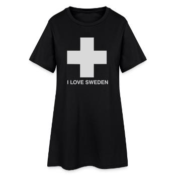 I LOVE SWEDEN - Frauen T-Shirt-Kleid - Schwarz - Vorne