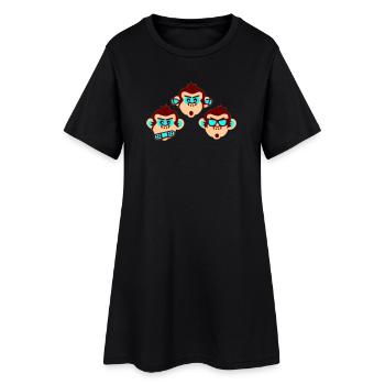 three wise monkeys - Women’s T-Shirt Dress - black - Front