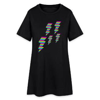 tri color flash blitz electro power - Women’s T-Shirt Dress - black - Front