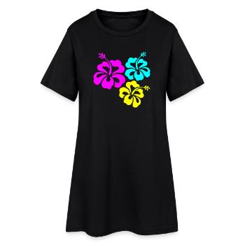 Hibiskus Hibiskusblüte - Frauen T-Shirt-Kleid - Schwarz - Vorne