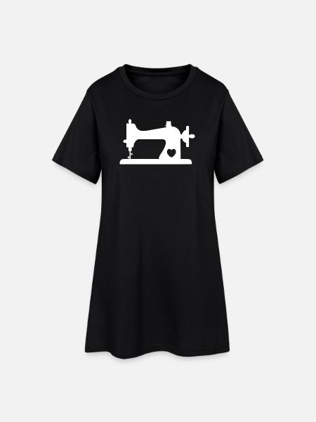 Nähmaschine mit Herz - Frauen T-Shirt-Kleid - Schwarz