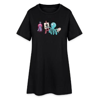 Squid Artist et Amis Design - Robe T-shirt Femme - noir - Devant