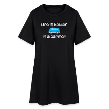 Das Leben ist besser in einem Camper - Frauen T-Shirt-Kleid - Schwarz - Vorne