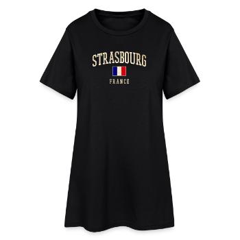 Strasbourg - Drapeau de la France - Robe T-shirt Femme - noir - Devant
