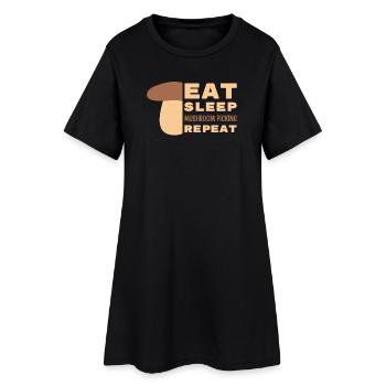 Eat, sleep, mushroom picking, repeat - Women’s T-Shirt Dress - black - Front