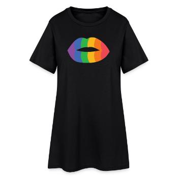 Rainbow Lips Impression d’art - Robe T-shirt Femme - noir - Devant