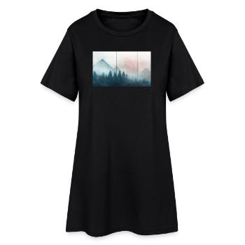 Berge Vintage - Frauen T-Shirt-Kleid - Schwarz - Vorne