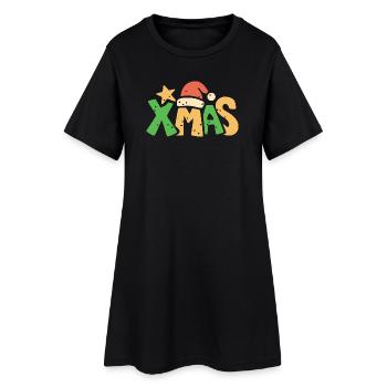 Lettrage de Noël dans le style dessin animé de Noël - Robe T-shirt Femme - noir - Devant