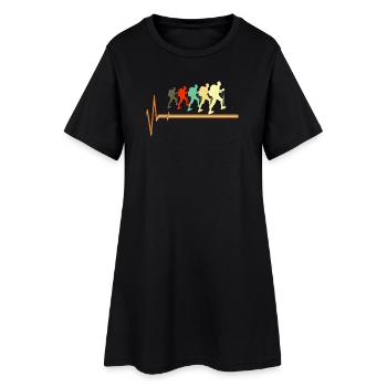 Retro Hiking Heartbeat Pulse Silhouette - Women’s T-Shirt Dress - black - Front