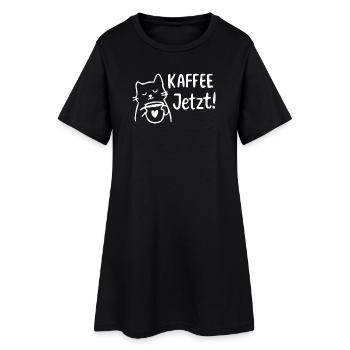 Katzenkaffee Jetzt! Morgenmuffel Kaffeeliebhaber - Frauen T-Shirt-Kleid - Schwarz - Vorne