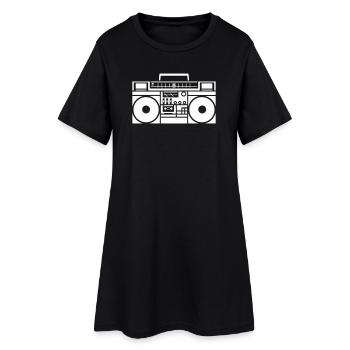 Retro Boombox Grafik Schwarzweiß - Frauen T-Shirt-Kleid - Schwarz - Vorne