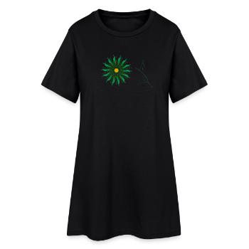 fleur verte - Robe T-shirt Femme - noir - Devant