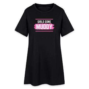 Muddy run shirt mud Matsch Lauf girl Team obstacle - Frauen T-Shirt-Kleid - Schwarz - Vorne