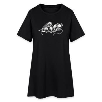 Handgezeichnete Sneaker Skizze - Frauen T-Shirt-Kleid - Schwarz - Vorne