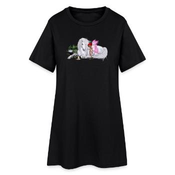 Wunderbares Einhorn mit Fee - Frauen T-Shirt-Kleid - Schwarz - Vorne