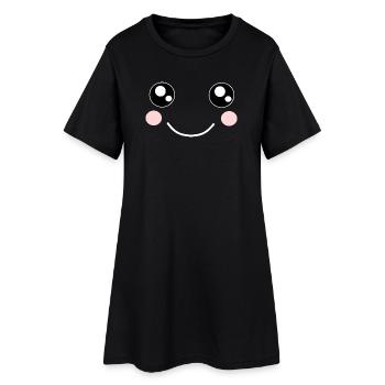 Kawaii, yeux, visage - Robe T-shirt Femme - noir - Devant