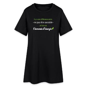 Economie d énergie cadeau humour - Robe T-shirt Femme - noir - Devant