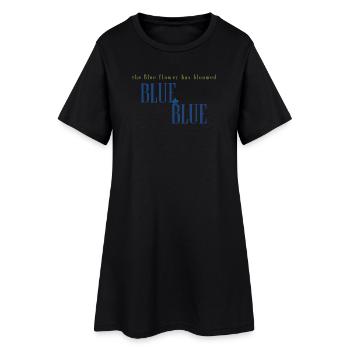 Blue Flower Bloom Typography - Women’s T-Shirt Dress - black - Front