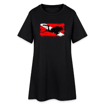 Silhouette de plongée sur drapeau rouge - Robe T-shirt Femme - noir - Devant