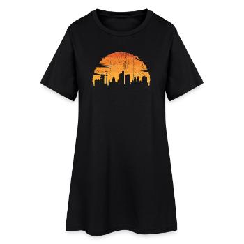 Sunset City Skyline Silhouette - Women’s T-Shirt Dress - black - Front
