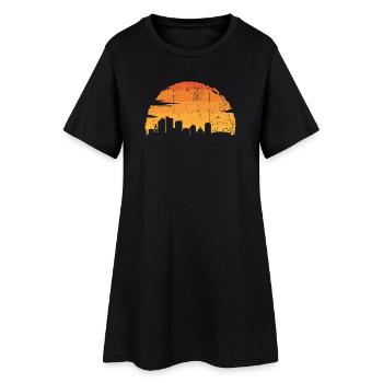 Silhouette de coucher de soleil de ville - Robe T-shirt Femme - noir - Devant