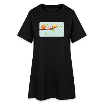 Little owls with mint asterisk | Customisable - Women’s T-Shirt Dress - black - Front