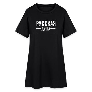 Russische Seele! Spruch auf Russisch für Russland - Frauen T-Shirt-Kleid - Schwarz - Vorne